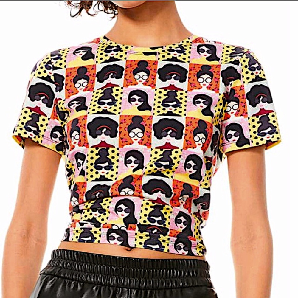 ALICE AND OLIVIA Stace Face-print Cotton T-shirt In multi color